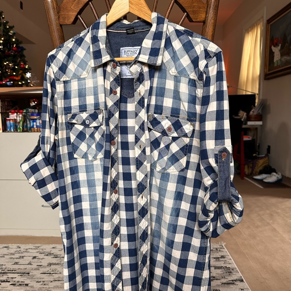 Buffalo David Bitton Blue Checkered Men's Shirt